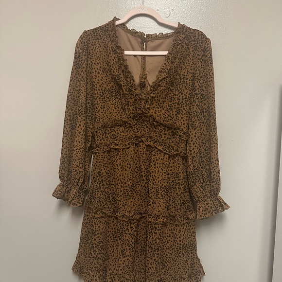 Leopard Print Ruffle Dress - Picture 1 of 4